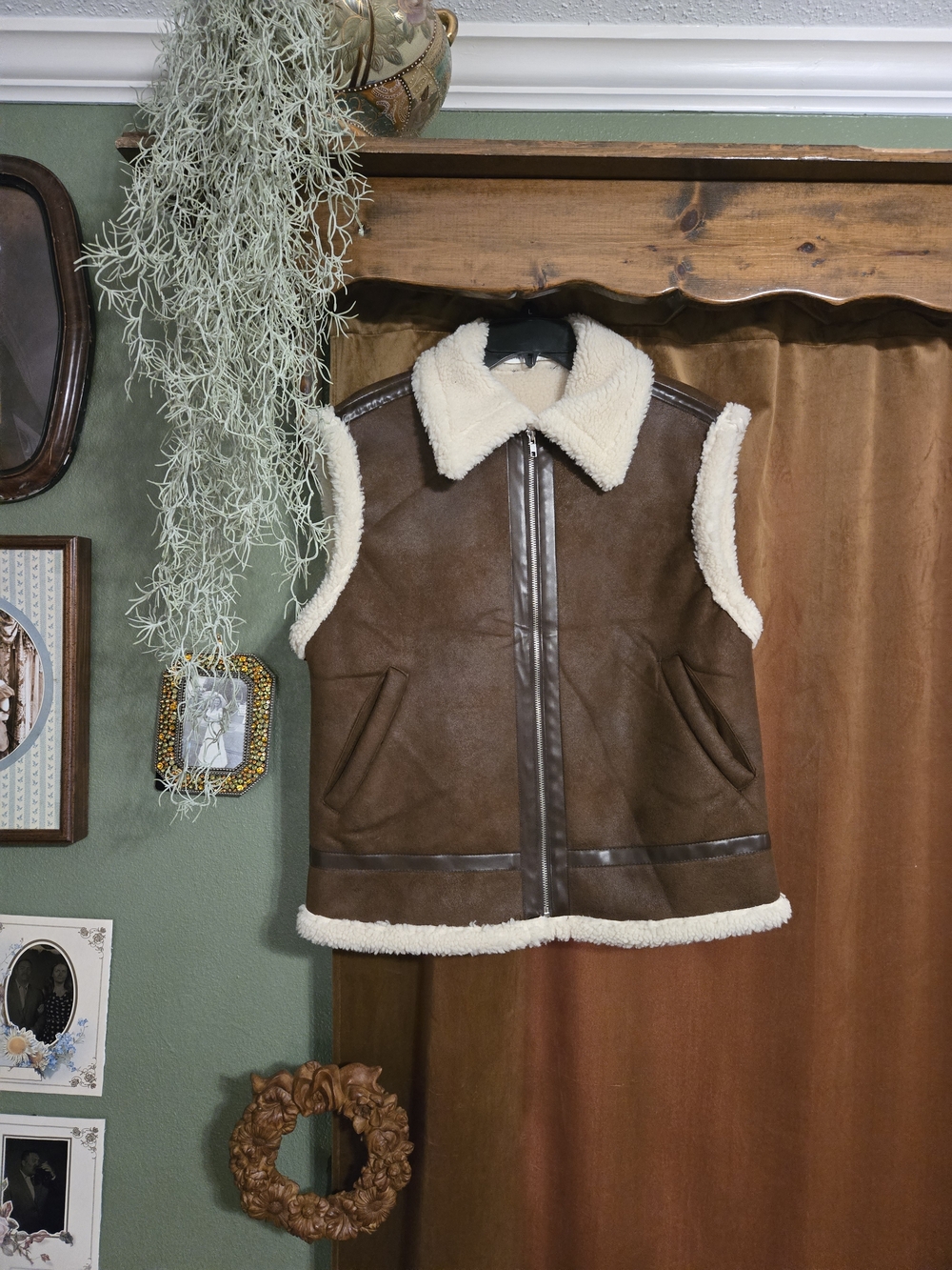 Altar'd State Cream Faux Shearling Vest